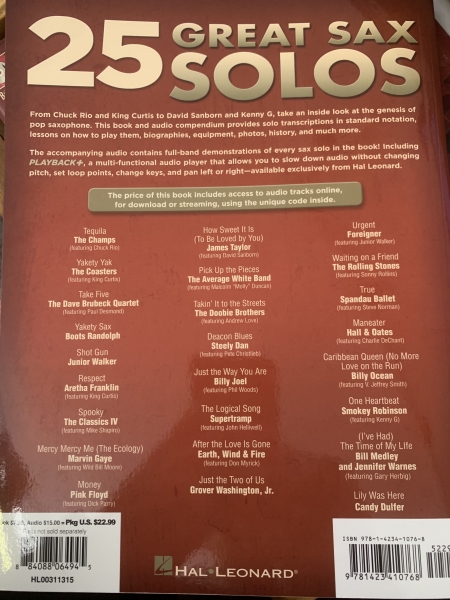 25 Great Sax Solos by Eric. J. Morones