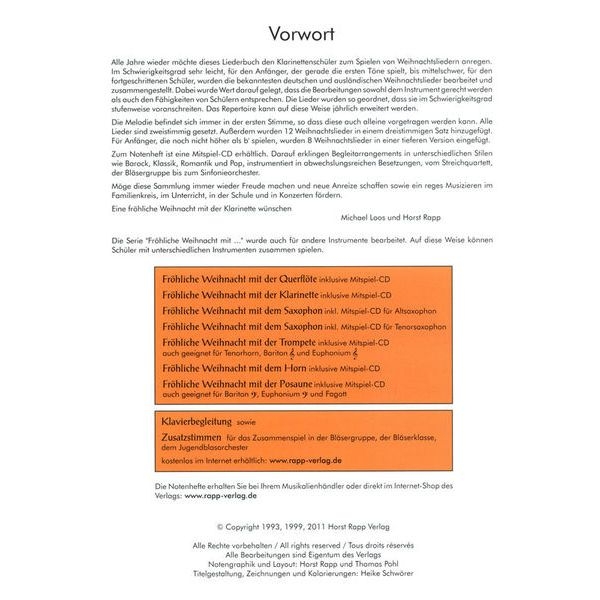 Fröhliche Weihnachten mit der Klarinette